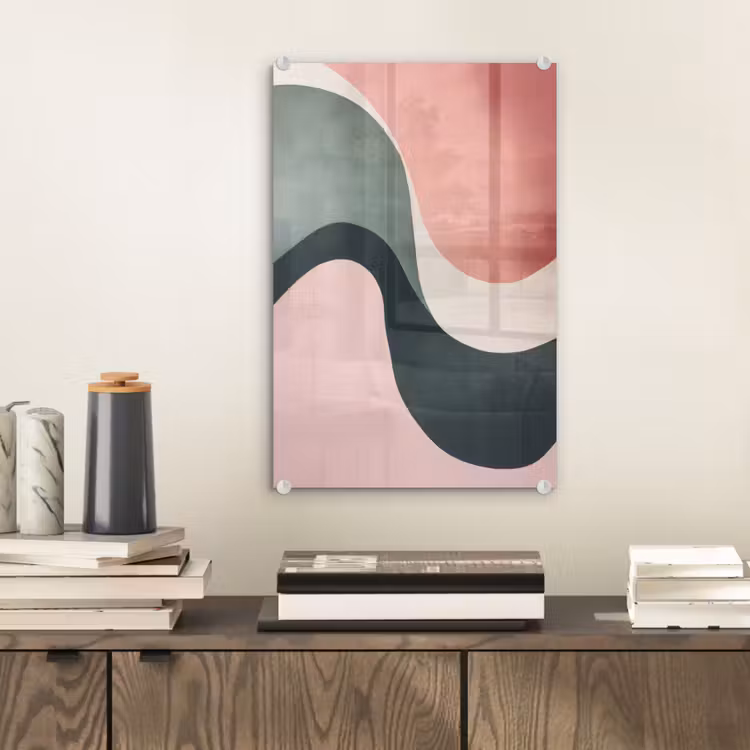 Glas schilderij - Abstract - Golven - Sierlijk - Roze — 2