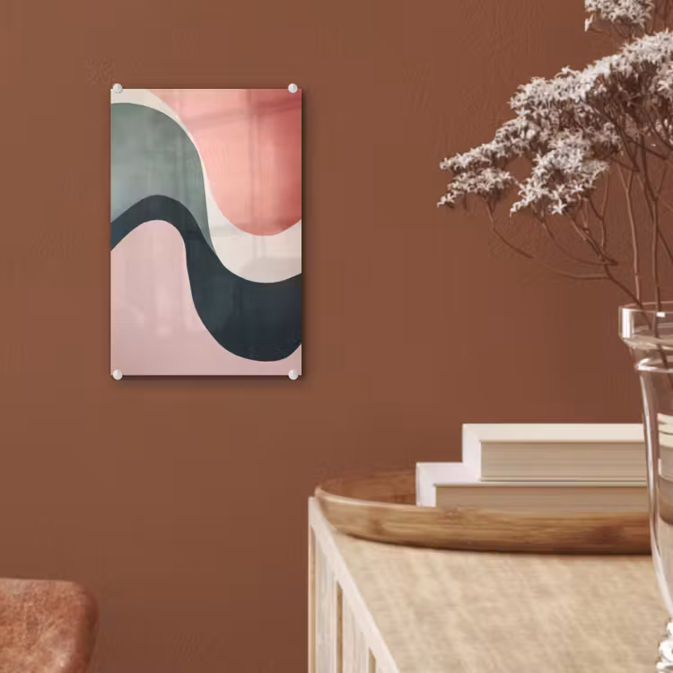 Glas schilderij - Abstract - Golven - Sierlijk - Roze — 6
