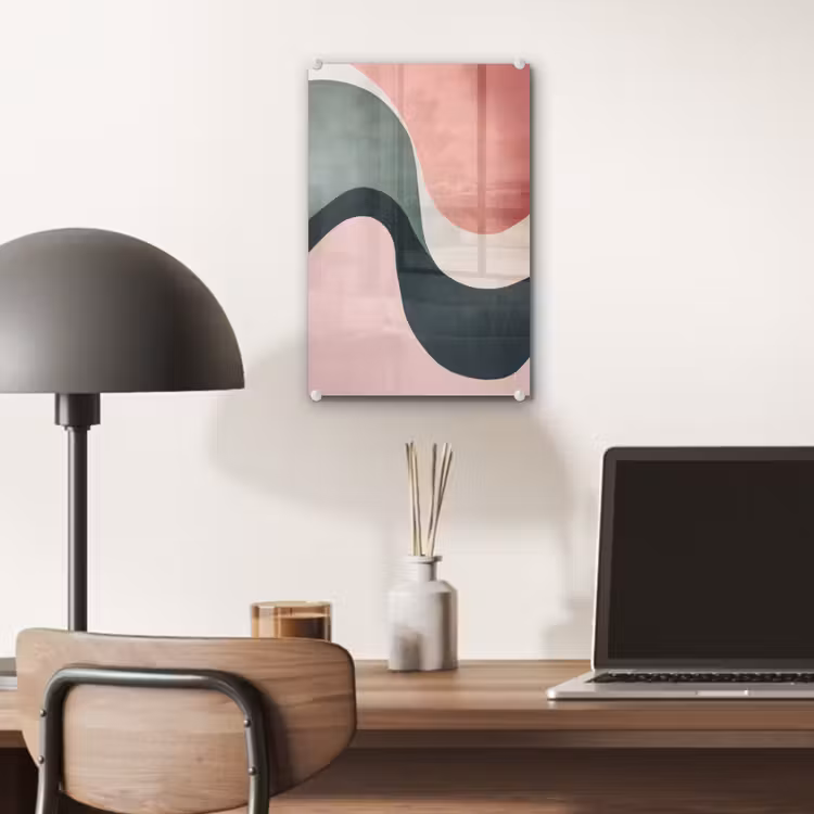 Glas schilderij - Abstract - Golven - Sierlijk - Roze — 7