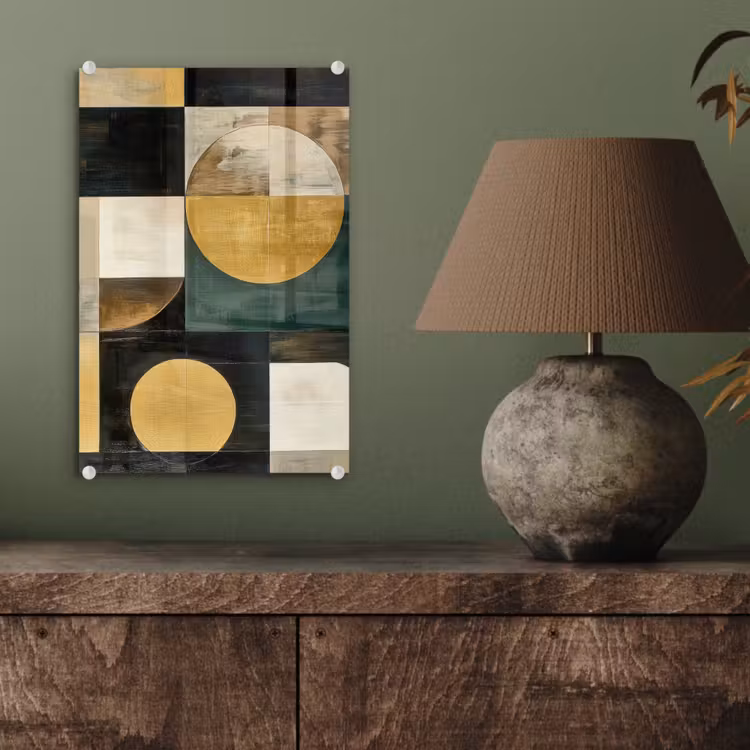 Glas schilderij - Abstract - Goud - Brons - Vormen - Geometrisch — 4
