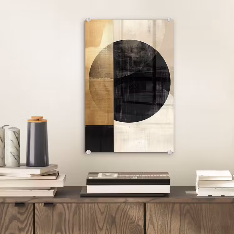 Glas schilderij - Abstract - Goud - Zwart - Kunst — 2