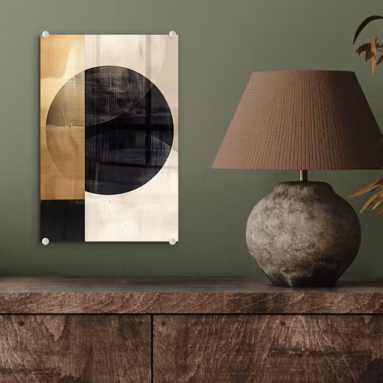Glas schilderij - Abstract - Goud - Zwart - Kunst — 4