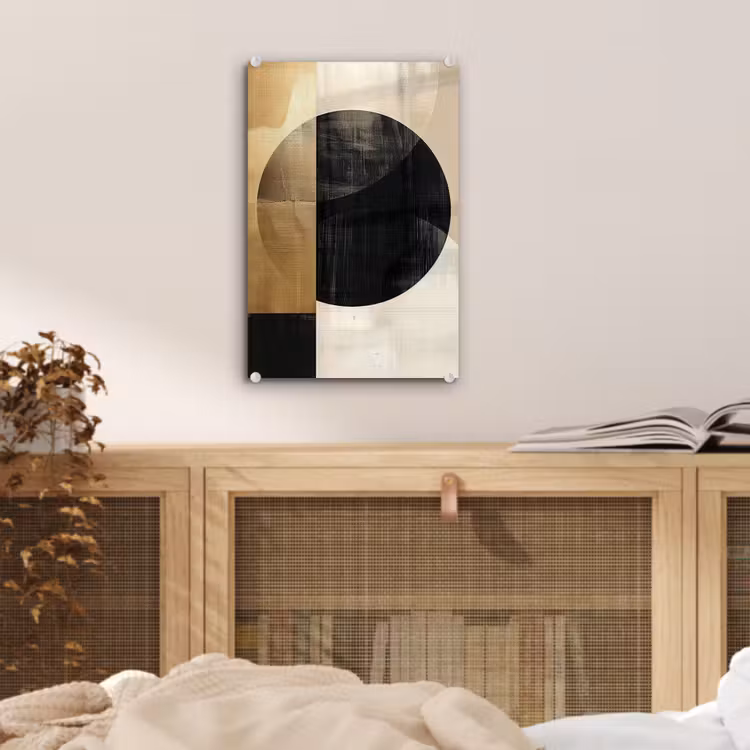 Glas schilderij - Abstract - Goud - Zwart - Kunst — 5