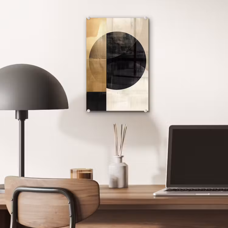 Glas schilderij - Abstract - Goud - Zwart - Kunst — 7