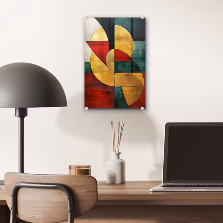 Glas schilderij - Abstract - Kerst - Goud - Rood - Groen — 7