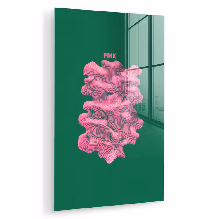 Glas schilderij - Abstract - Pink - Lijnen - Groen — 1