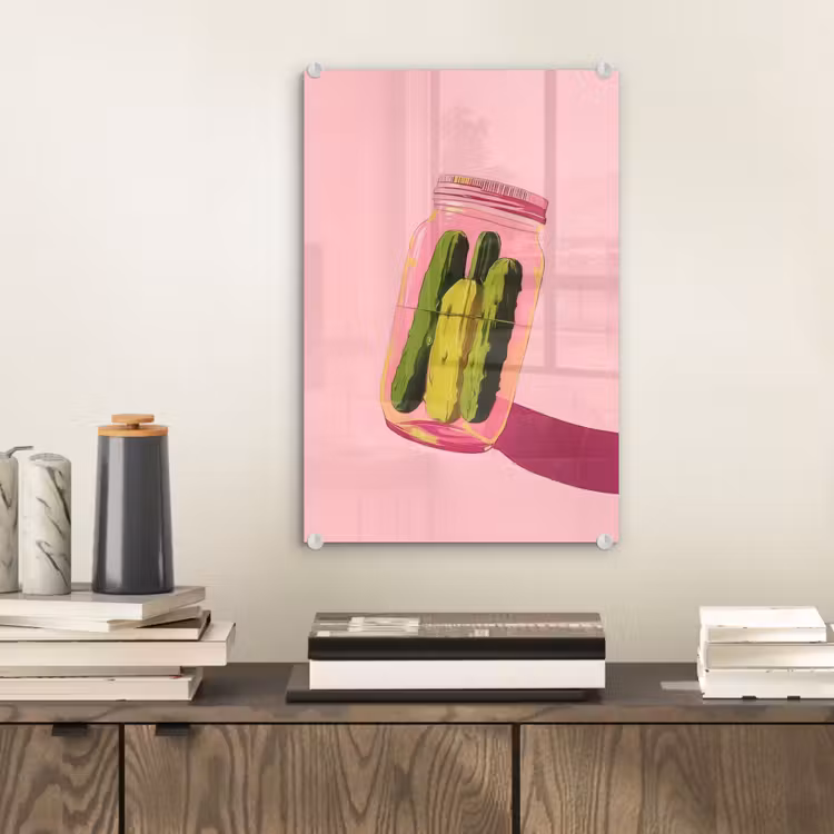Glas schilderij - Augurken - Pot - Schaduw - Roze — 2
