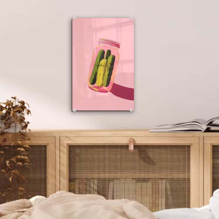 Glas schilderij - Augurken - Pot - Schaduw - Roze — 5