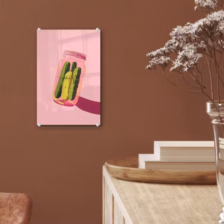 Glas schilderij - Augurken - Pot - Schaduw - Roze — 6