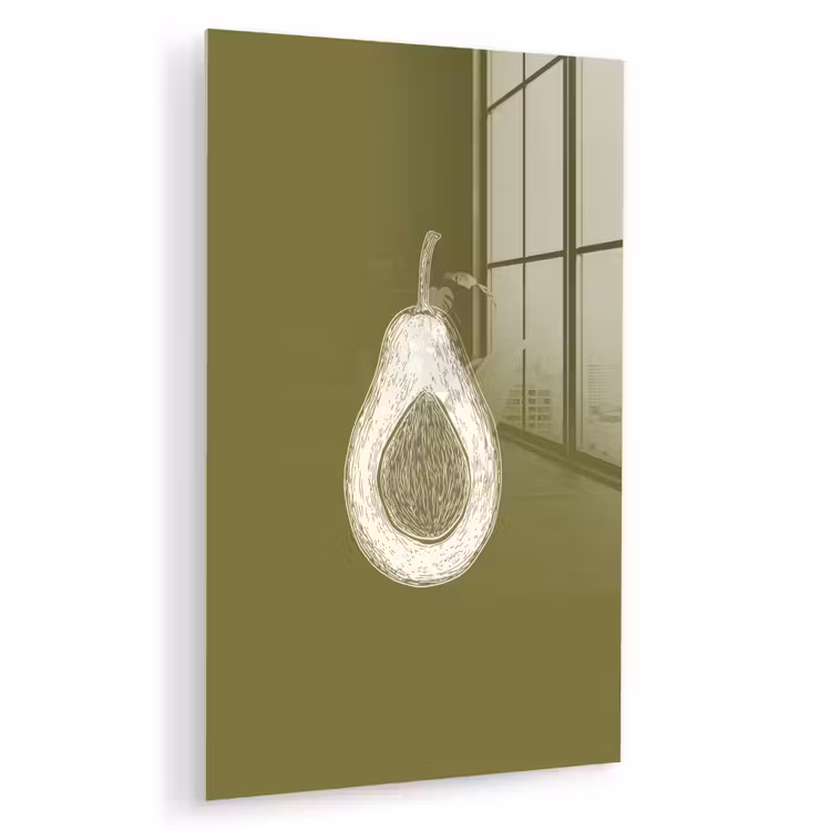 Glas schilderij - Avocado - Minimalistisch - Illustratie - Groen — 1