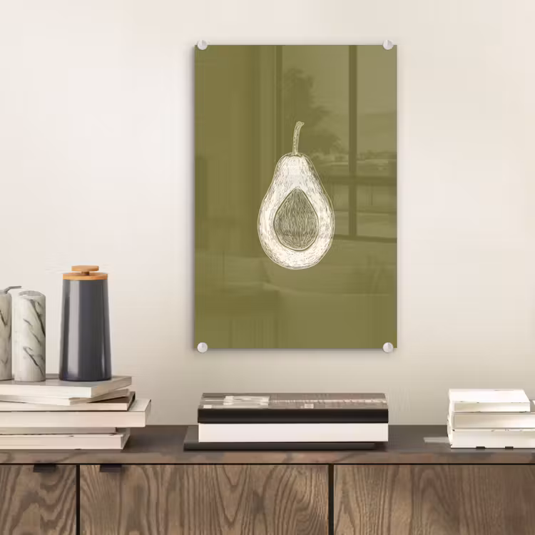 Glas schilderij - Avocado - Minimalistisch - Illustratie - Groen — 2