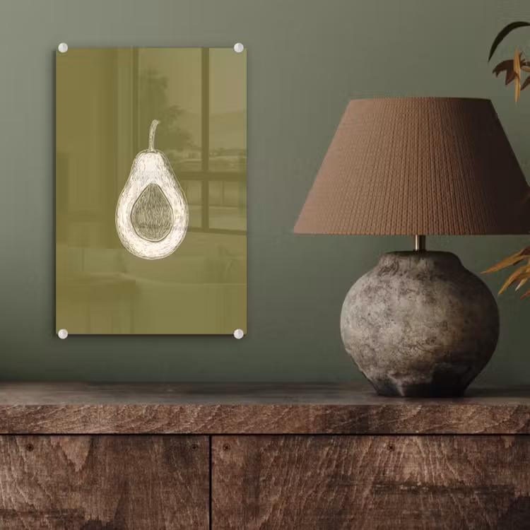 Glas schilderij - Avocado - Minimalistisch - Illustratie - Groen — 4