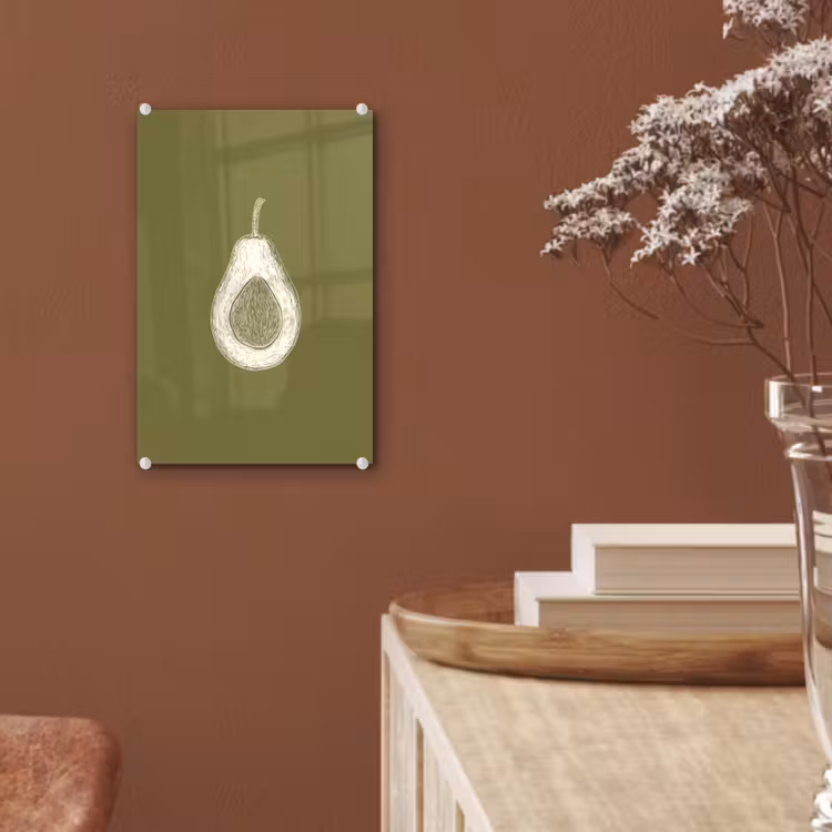 Glas schilderij - Avocado - Minimalistisch - Illustratie - Groen — 6