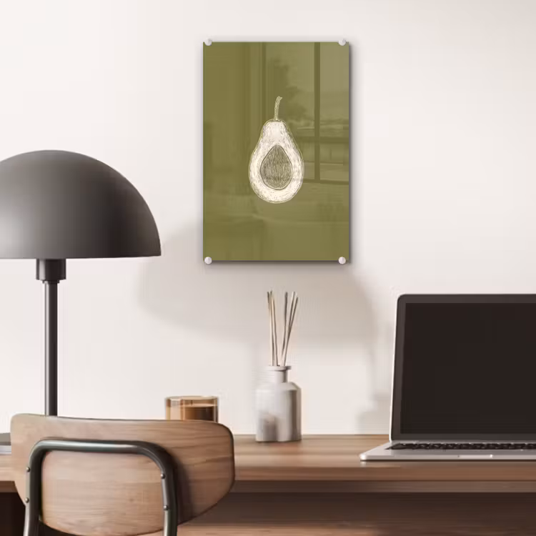 Glas schilderij - Avocado - Minimalistisch - Illustratie - Groen — 7