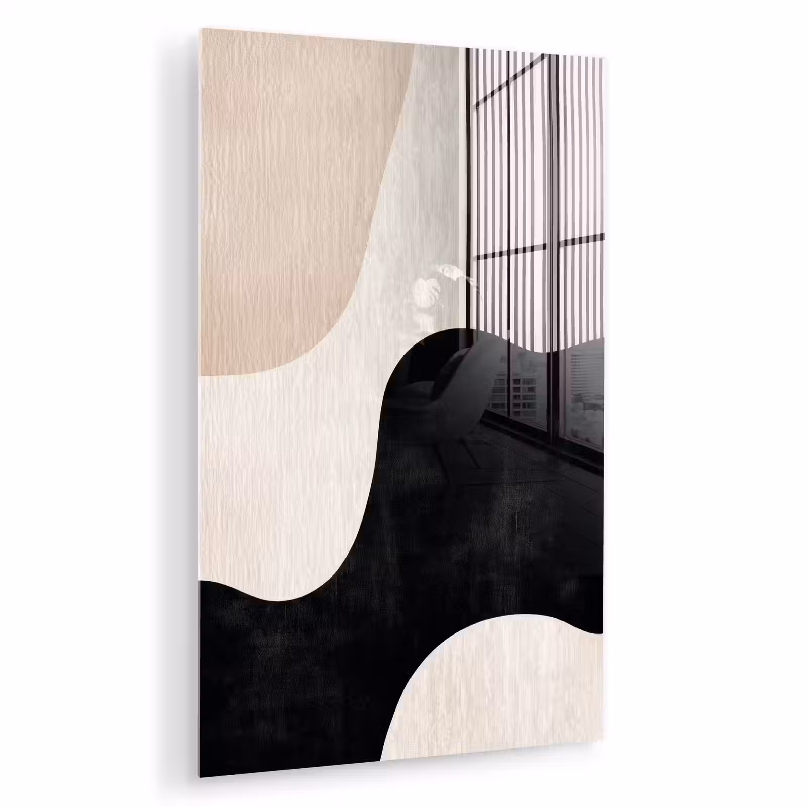 Glas schilderij - Abstract - Japandi - Beige - Modern — 1
