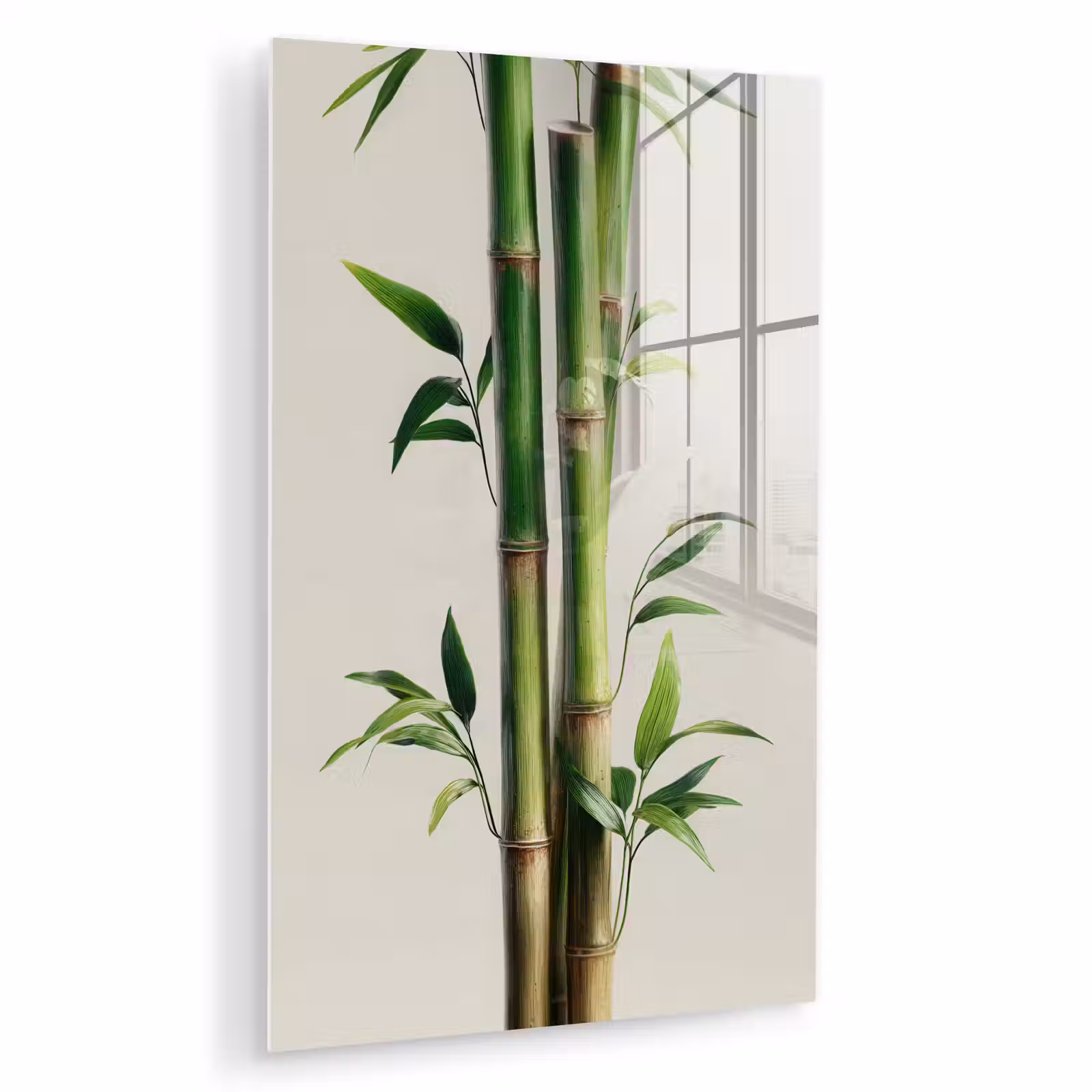 Glas schilderij - Bamboestengels - Sierlijk - Groen — 1