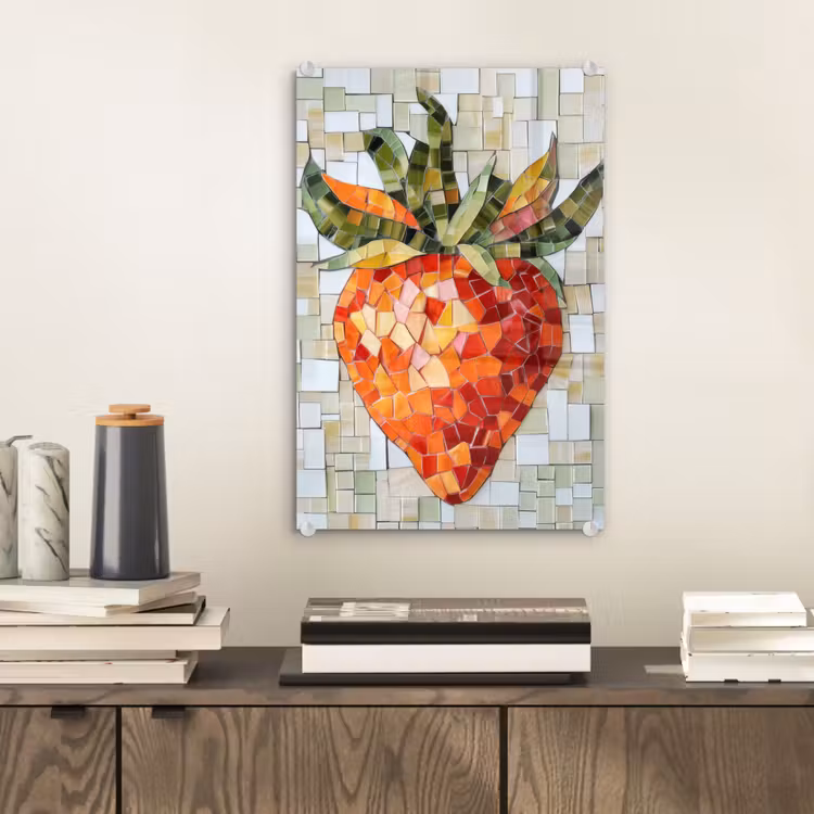 Glas schilderij - Aardbei - Rood - Mozaïek - Fruit — 2