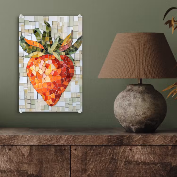 Glas schilderij - Aardbei - Rood - Mozaïek - Fruit — 4