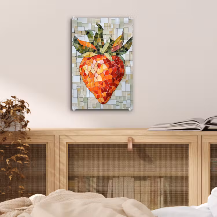 Glas schilderij - Aardbei - Rood - Mozaïek - Fruit — 5