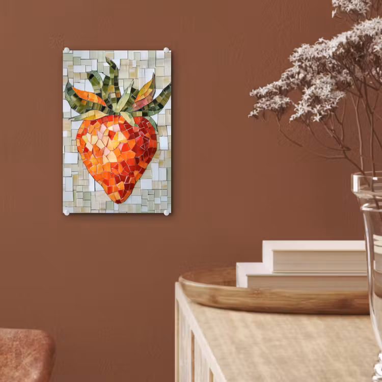 Glas schilderij - Aardbei - Rood - Mozaïek - Fruit — 6