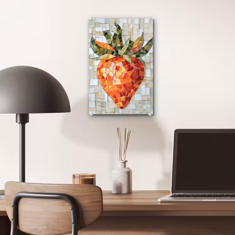 Glas schilderij - Aardbei - Rood - Mozaïek - Fruit — 7