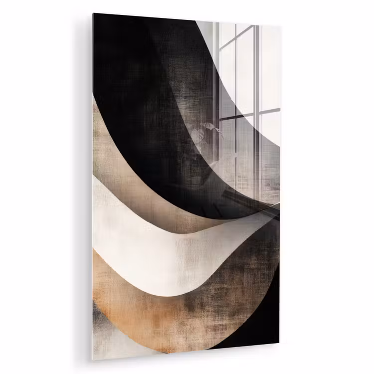 Glas schilderij - Abstract - Golven - Zwart - Verweerd — 1