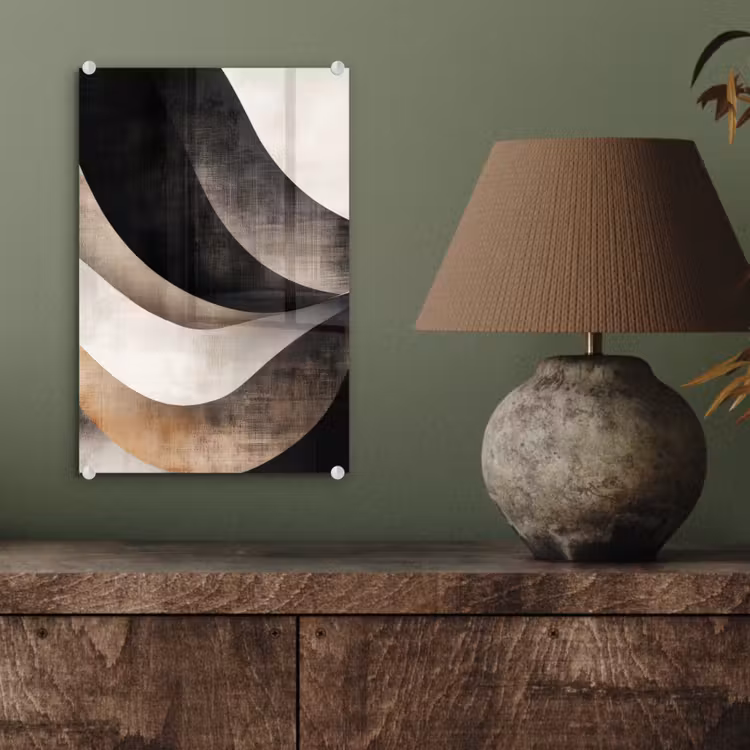 Glas schilderij - Abstract - Golven - Zwart - Verweerd — 4