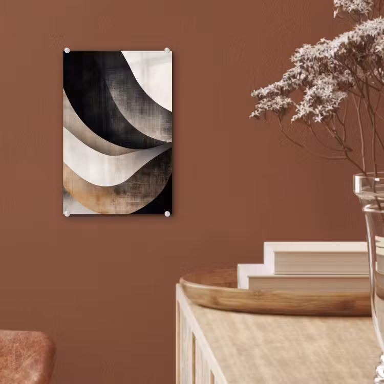 Glas schilderij - Abstract - Golven - Zwart - Verweerd — 6