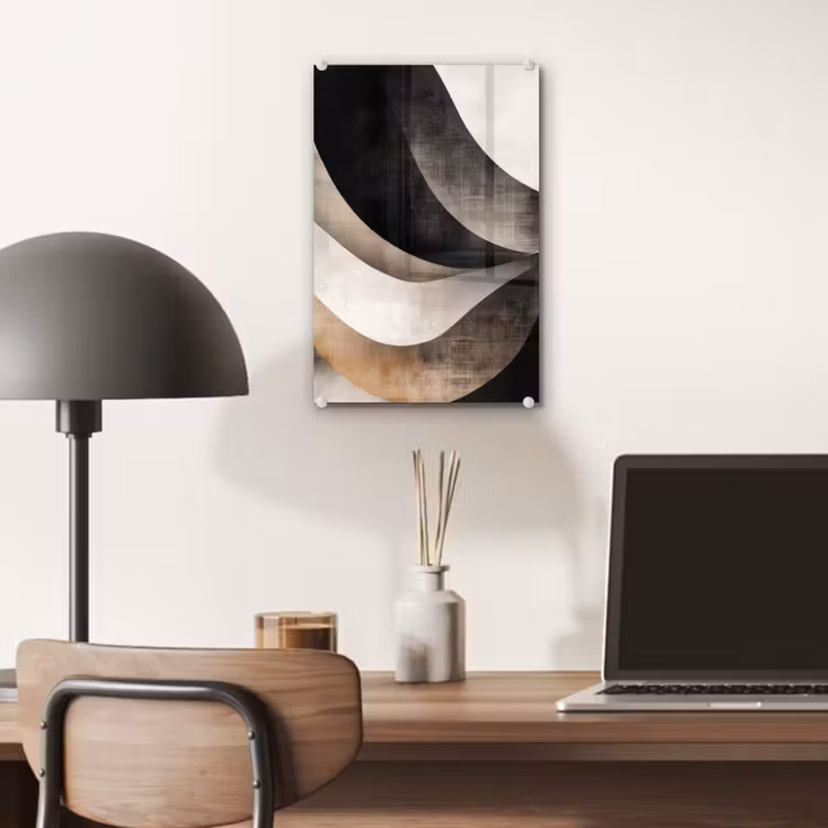 Glas schilderij - Abstract - Golven - Zwart - Verweerd — 7