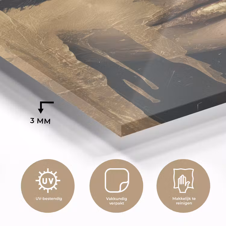 Glas schilderij - Abstract - Goud - Gezicht - Lippen — 3