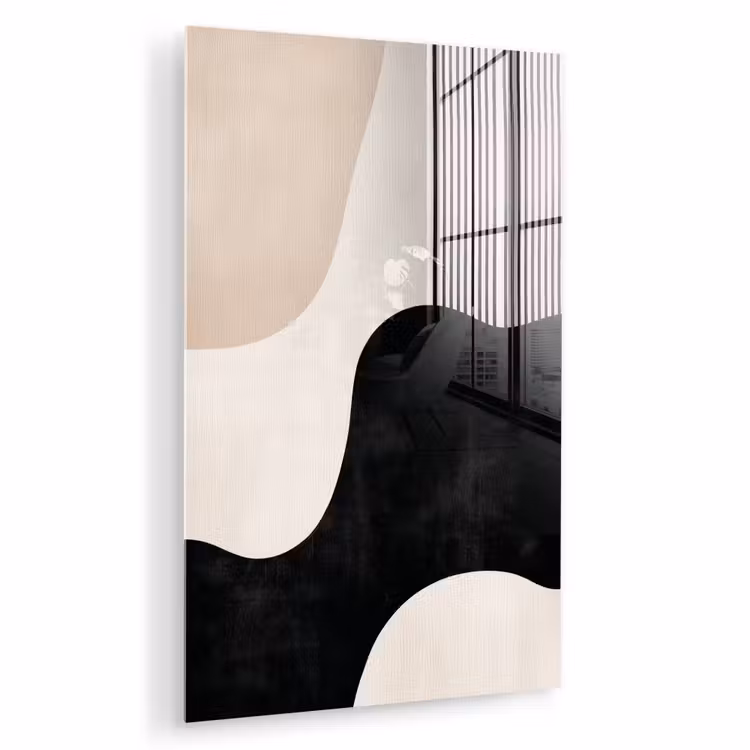 Glas schilderij - Abstract - Japandi - Beige - Modern — 1