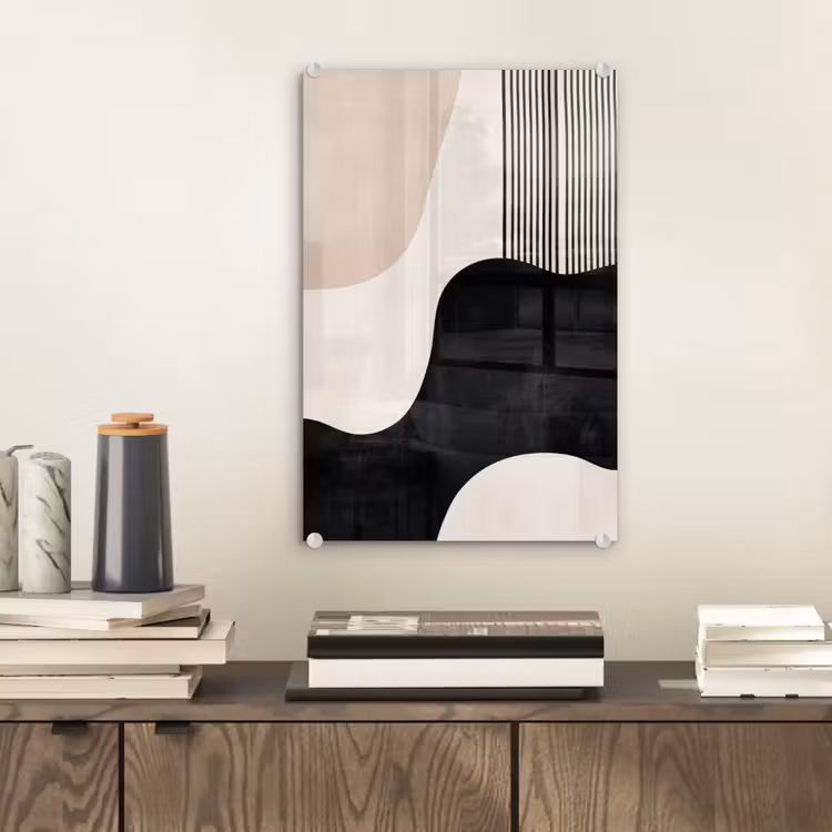 Glas schilderij - Abstract - Japandi - Beige - Modern — 2