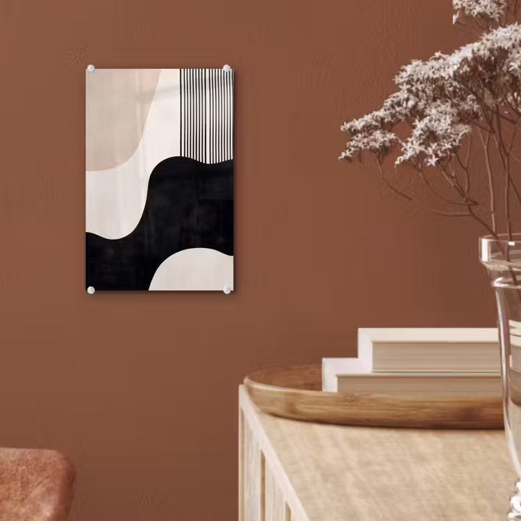 Glas schilderij - Abstract - Japandi - Beige - Modern — 6