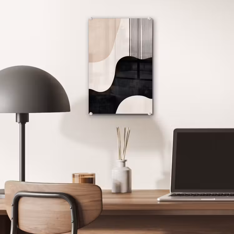 Glas schilderij - Abstract - Japandi - Beige - Modern — 7