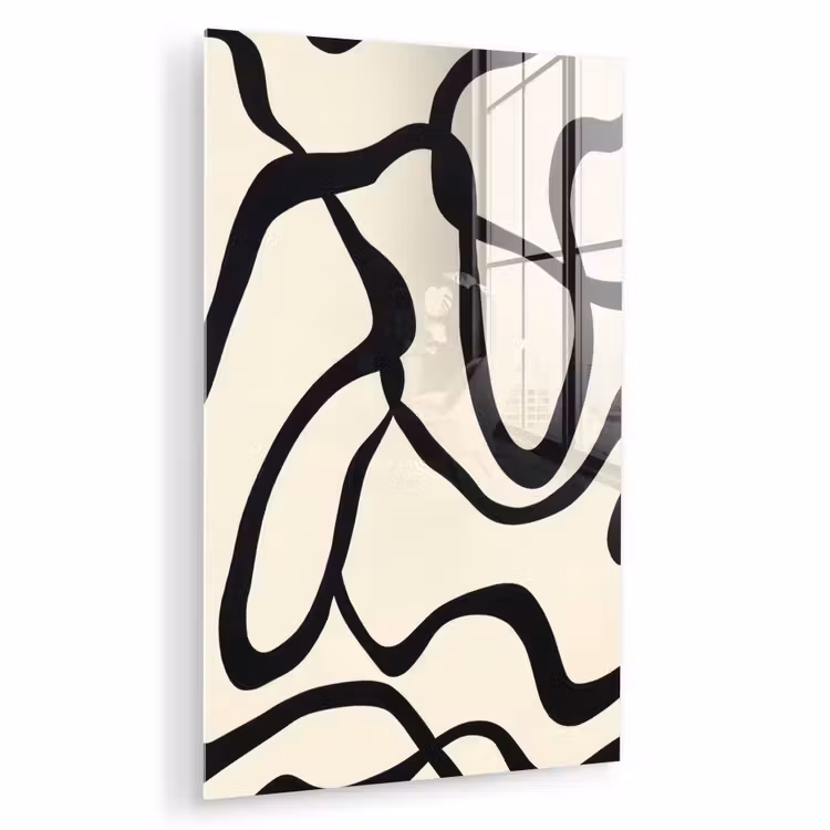 Glas schilderij - Abstract - Lijnen - Modern - Beige — 1