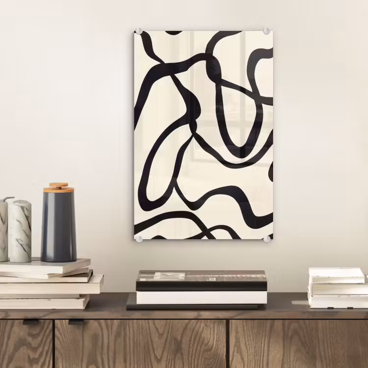 Glas schilderij - Abstract - Lijnen - Modern - Beige — 2