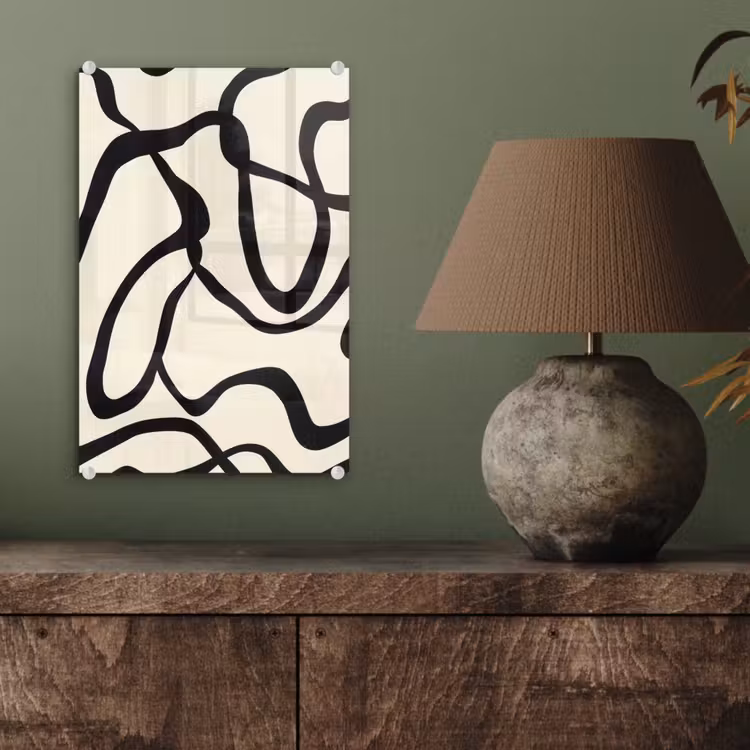 Glas schilderij - Abstract - Lijnen - Modern - Beige — 4