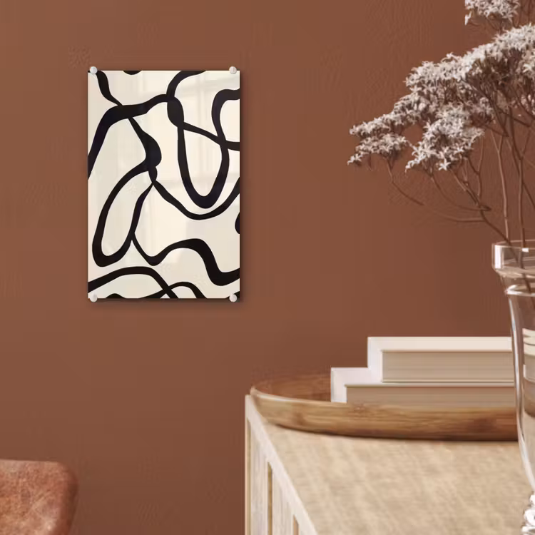 Glas schilderij - Abstract - Lijnen - Modern - Beige — 6