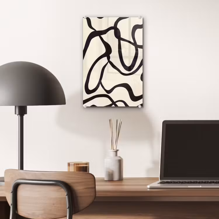 Glas schilderij - Abstract - Lijnen - Modern - Beige — 7