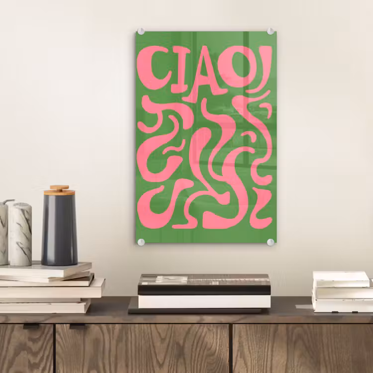 Glas schilderij - Abstract - Roze - Ciao - Vormen — 2