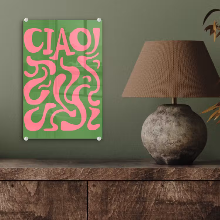 Glas schilderij - Abstract - Roze - Ciao - Vormen — 4