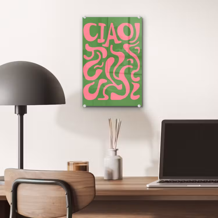 Glas schilderij - Abstract - Roze - Ciao - Vormen — 7