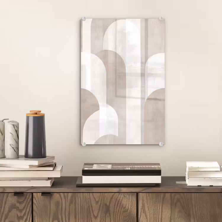 Glas schilderij - Abstracte bogen - Modern - Beige — 2