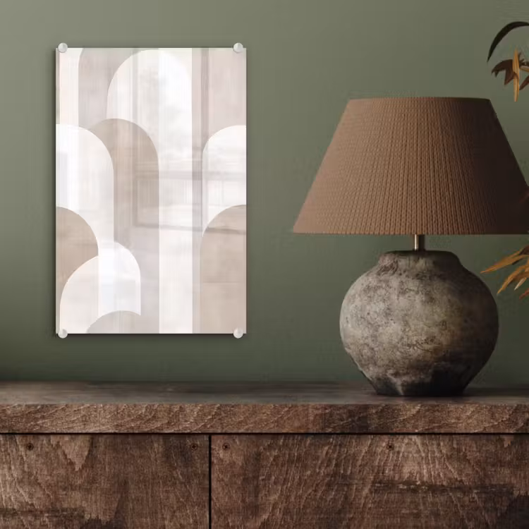 Glas schilderij - Abstracte bogen - Modern - Beige — 4