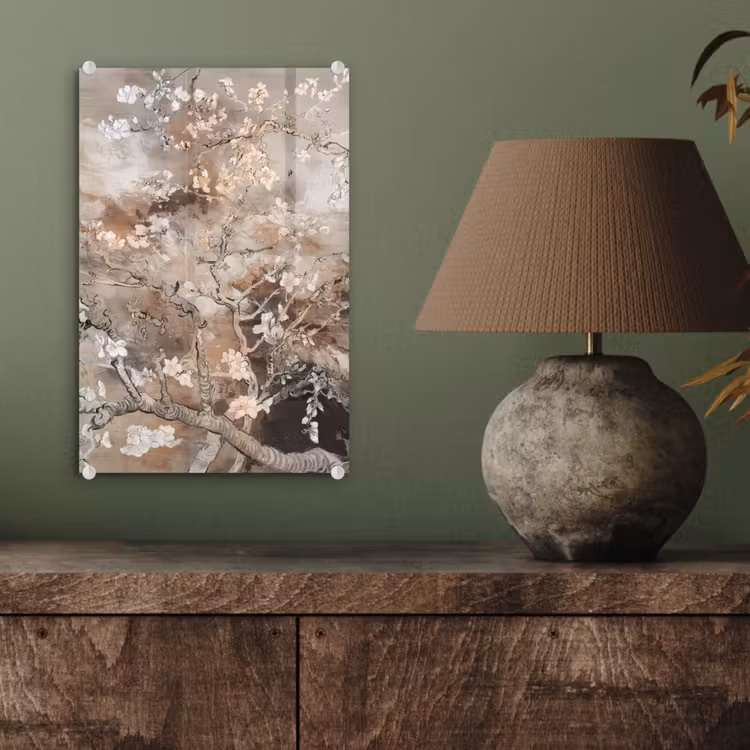 Glas schilderij - Amandelbloesem - Kunst - Van Gogh - Beige - Abstract — 4