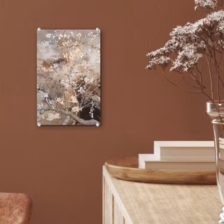Glas schilderij - Amandelbloesem - Kunst - Van Gogh - Beige - Abstract — 6