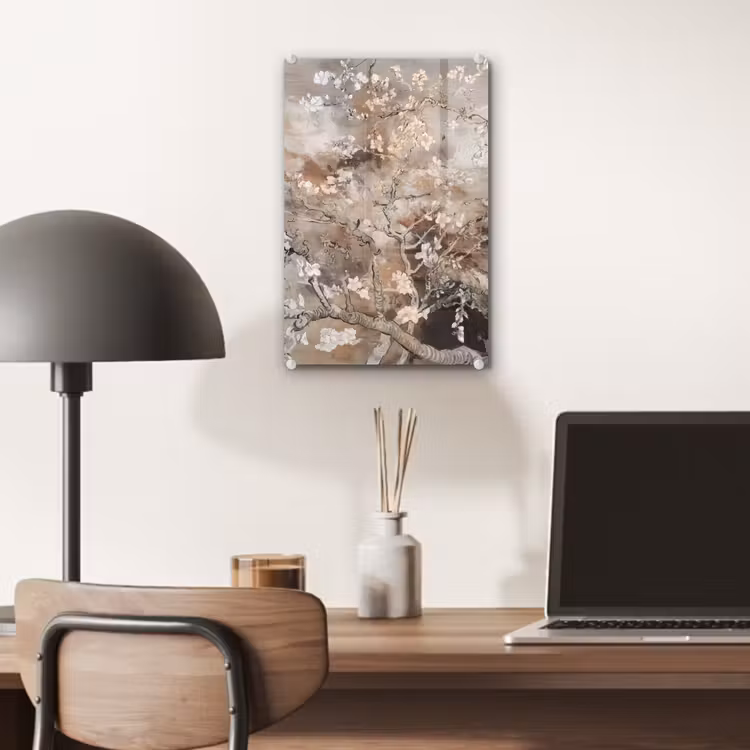 Glas schilderij - Amandelbloesem - Kunst - Van Gogh - Beige - Abstract — 7