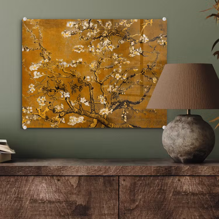 Glas schilderij - Amandelbloesem - Kunst - Van Gogh - Goud — 3