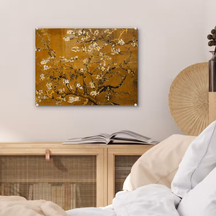 Glas schilderij - Amandelbloesem - Kunst - Van Gogh - Goud — 4