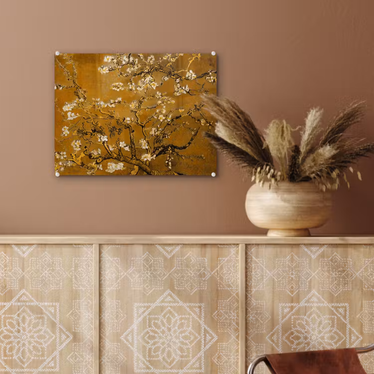 Glas schilderij - Amandelbloesem - Kunst - Van Gogh - Goud — 5